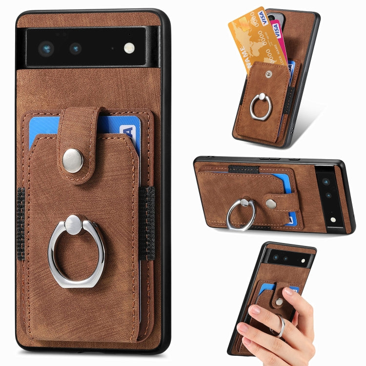 For Google Pixel 6 Retro Skin-feel Ring Card Wallet Phone Case
