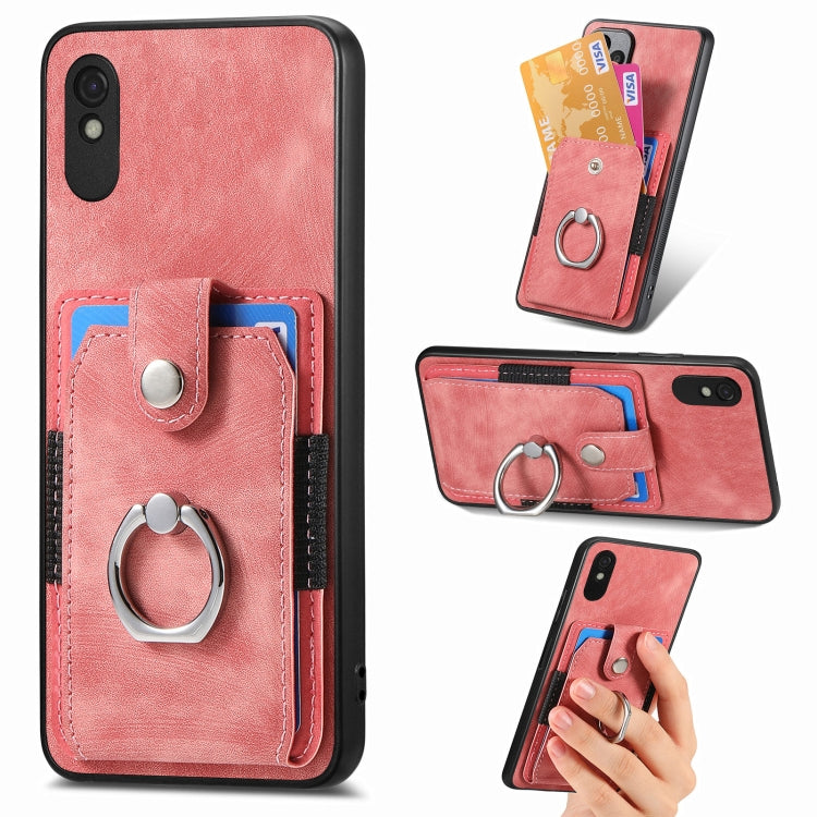 For Xiaomi Redmi 9A Retro Skin-feel Ring Card Wallet Phone Case