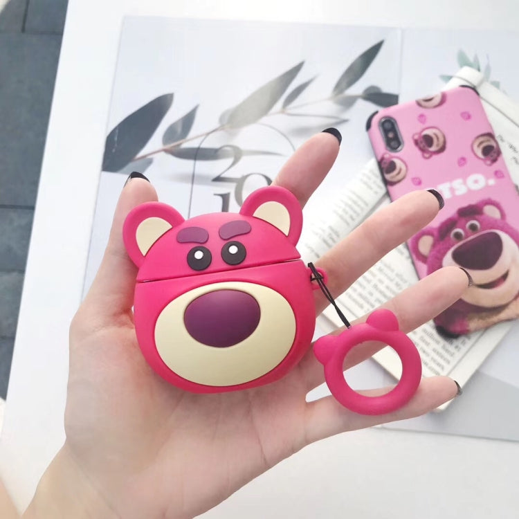 Red Bear Protective Case Bluetooth Earphone Storage Box Silicone Ring Rope Anti-drop Bag  for Apple AirPods 1/2