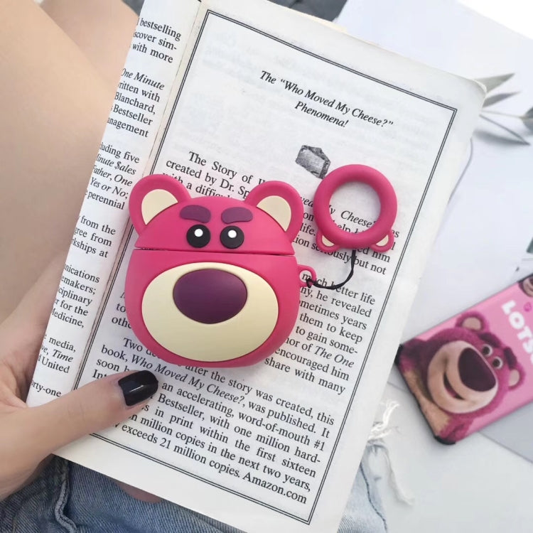 Red Bear Protective Case Bluetooth Earphone Storage Box Silicone Ring Rope Anti-drop Bag  for Apple AirPods 1/2