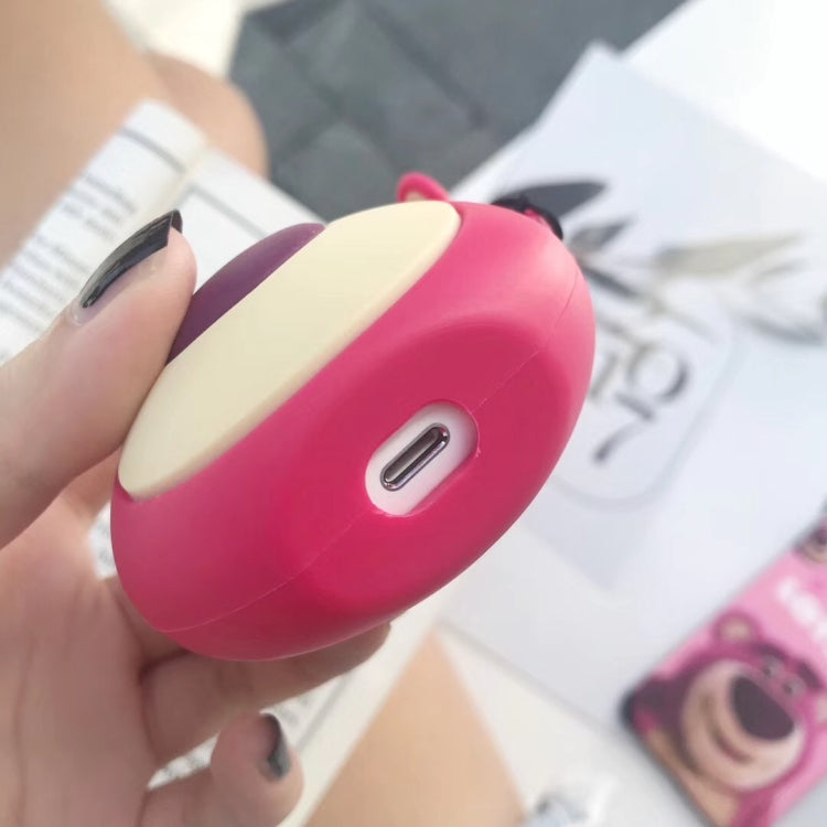 Red Bear Protective Case Bluetooth Earphone Storage Box Silicone Ring Rope Anti-drop Bag  for Apple AirPods 1/2