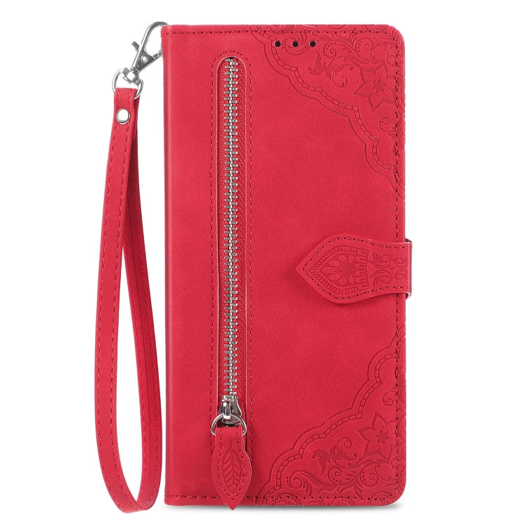 For Xiaomi 13 Ultra Embossed Flower Zipper Leather Phone Case