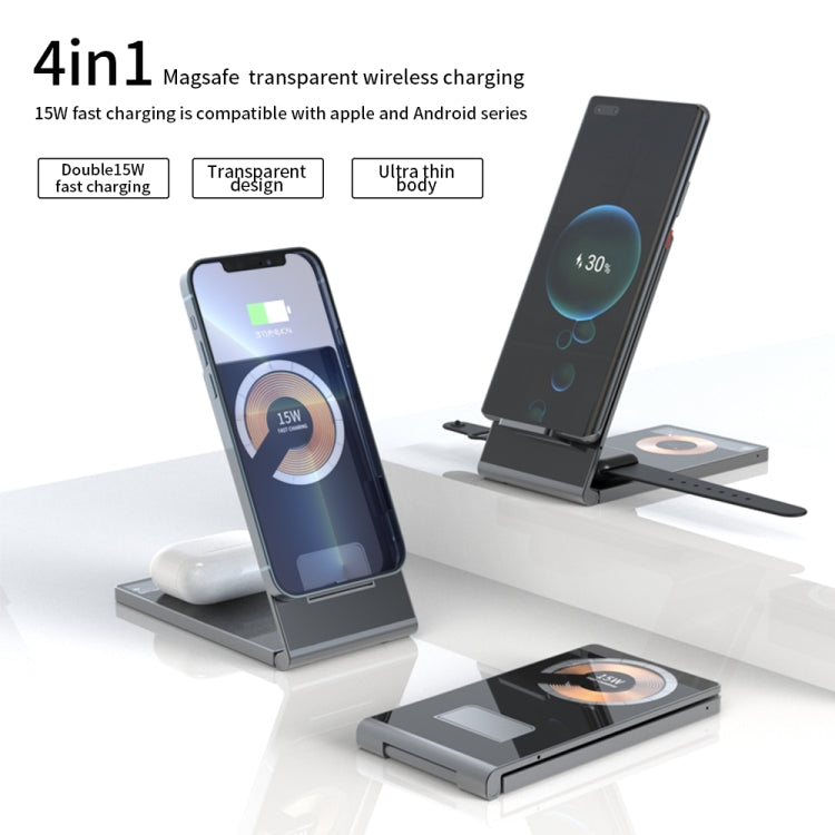 T05 Foldable 15W Magnetic Wireless Charger for iPhone 14/13/12 / iWatch / AirPods