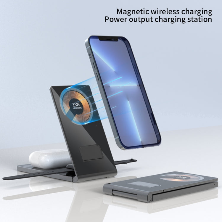 T05 Foldable 15W Magnetic Wireless Charger for iPhone 14/13/12 / iWatch / AirPods