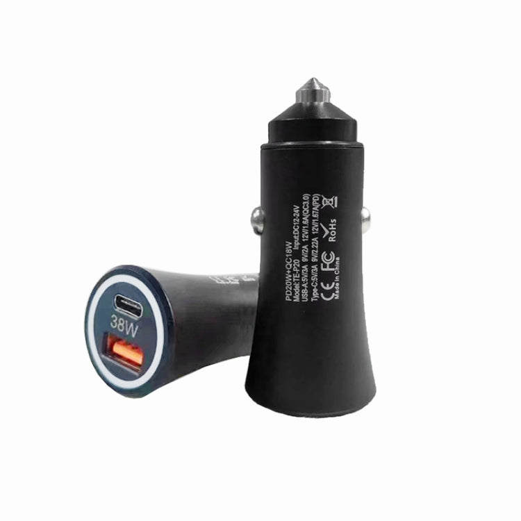 P20 38W PD3.0 20W + QC3.0 USB Safety Hammer Car Charger