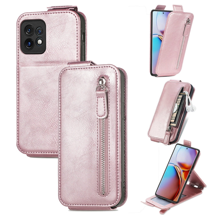For Motorola Moto X40 Zipper Wallet Vertical Flip Leather Phone Case