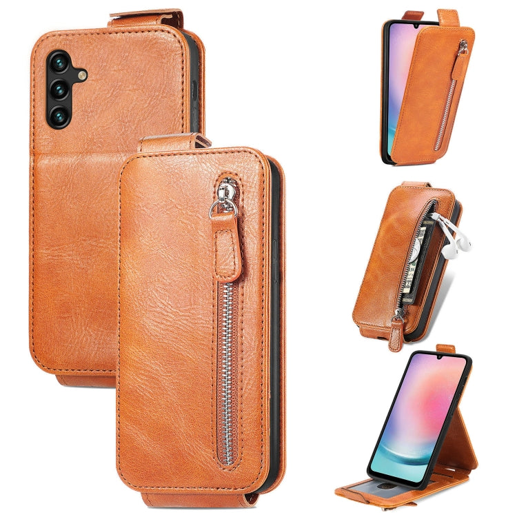 For Samsung Galaxy A24 4G Zipper Wallet Vertical Flip Leather Phone Case