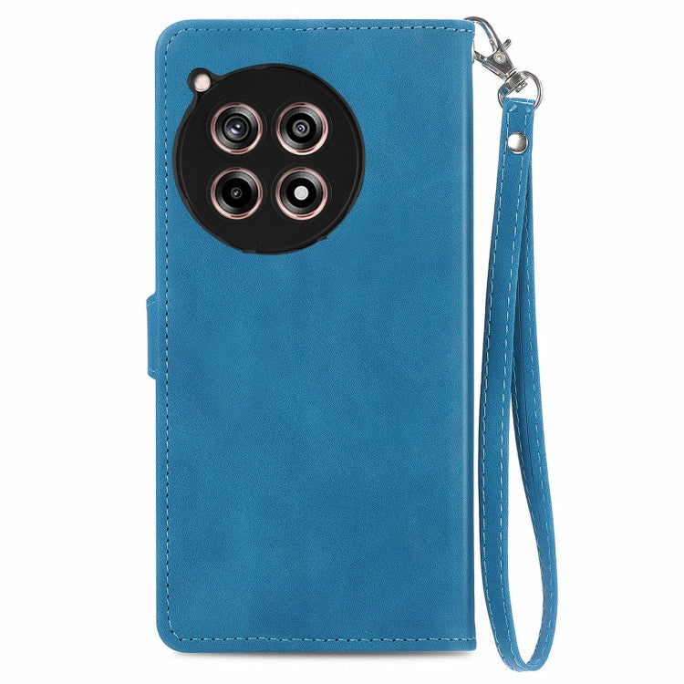 For OnePlus 12R Embossed Flower Zipper Leather Phone Case