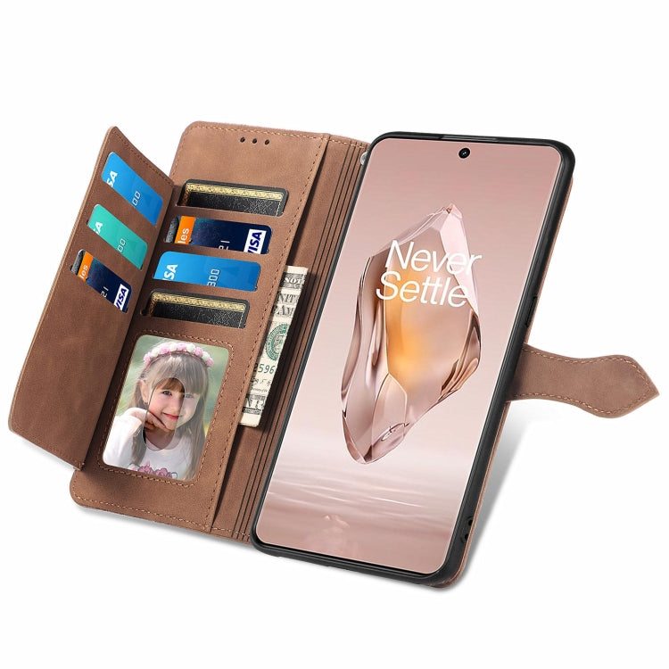 For OnePlus 12R Embossed Flower Zipper Leather Phone Case
