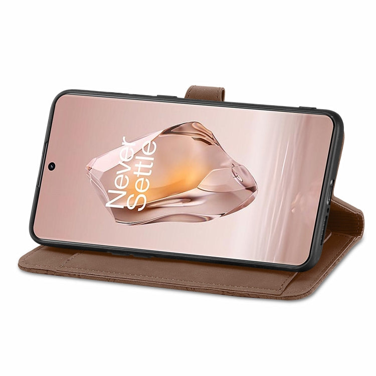 For OnePlus 12R Embossed Flower Zipper Leather Phone Case