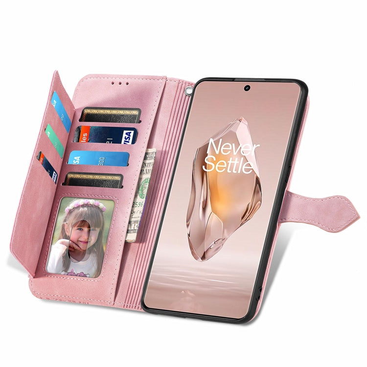 For OnePlus 12R Embossed Flower Zipper Leather Phone Case