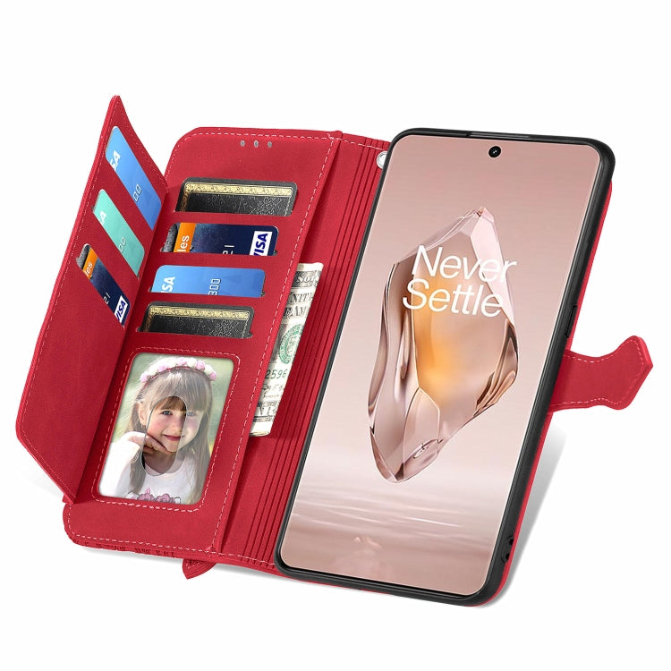 For OnePlus 12R Embossed Flower Zipper Leather Phone Case