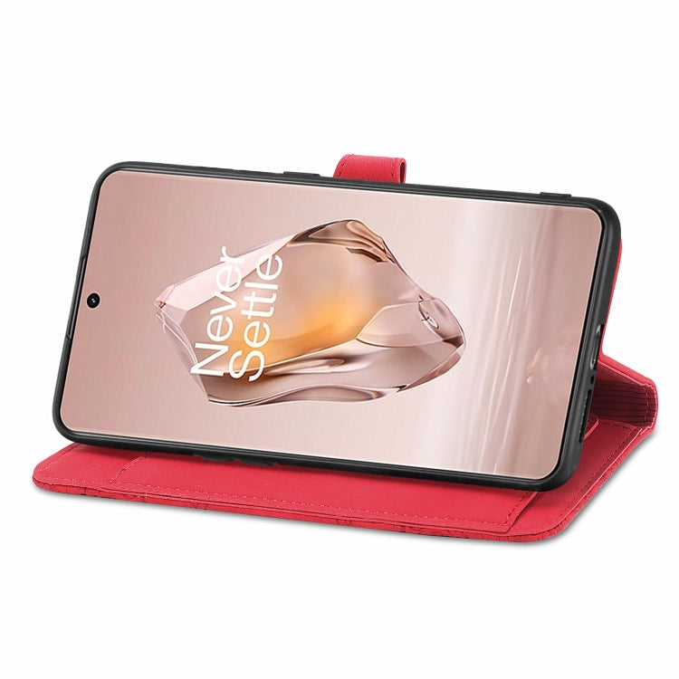 For OnePlus 12R Embossed Flower Zipper Leather Phone Case