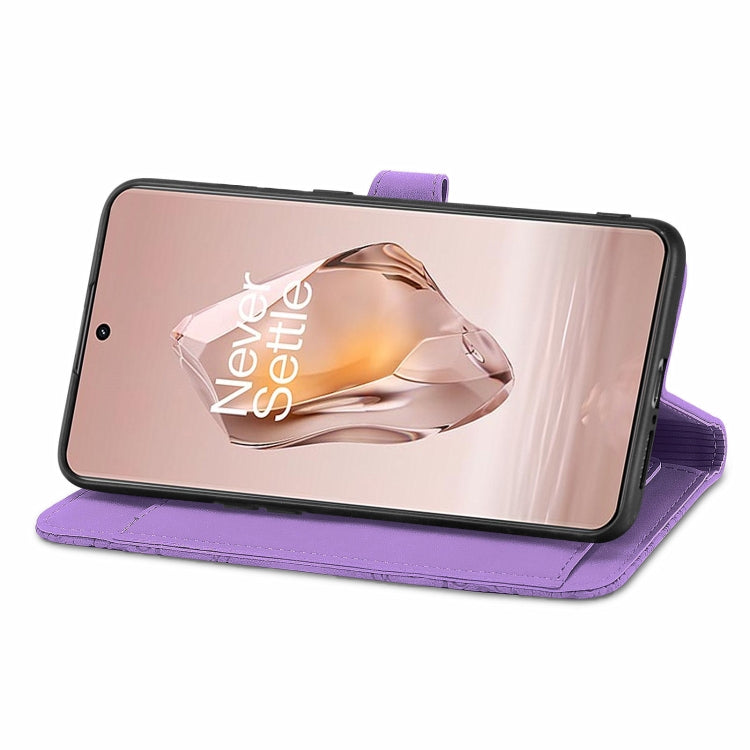 For OnePlus 12R Embossed Flower Zipper Leather Phone Case