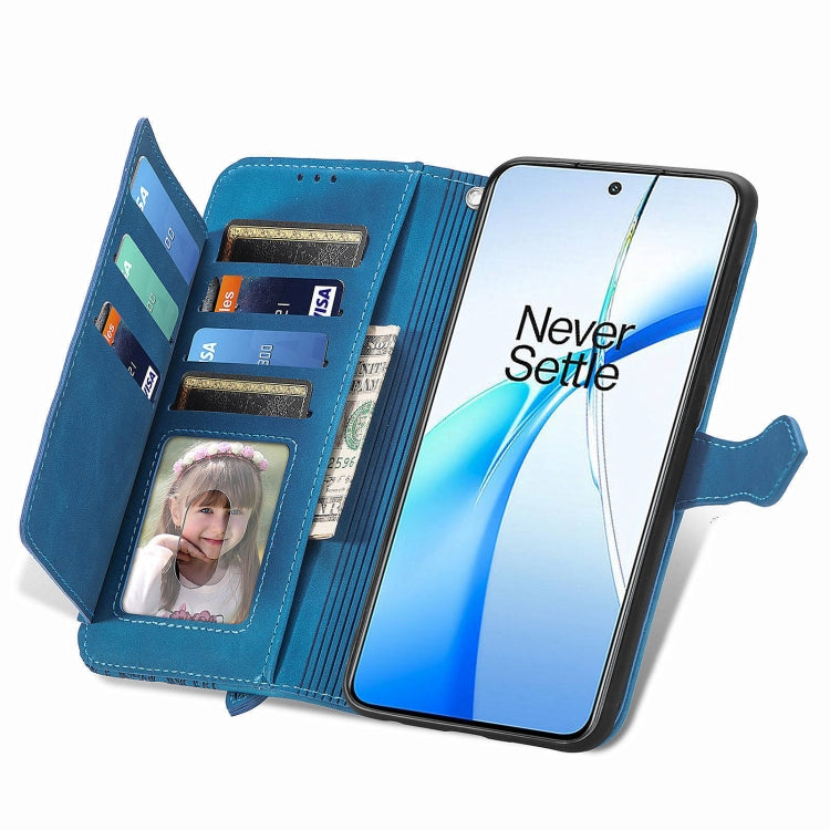 For OnePlus Nord CE 4 Embossed Flower Zipper Leather Phone Case