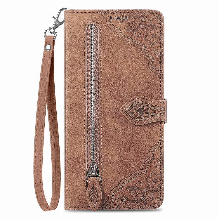 For OnePlus Nord CE 4 Embossed Flower Zipper Leather Phone Case
