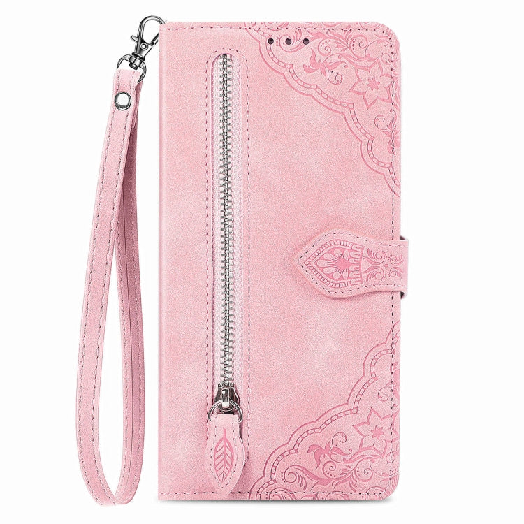 For OnePlus Nord CE 4 Embossed Flower Zipper Leather Phone Case