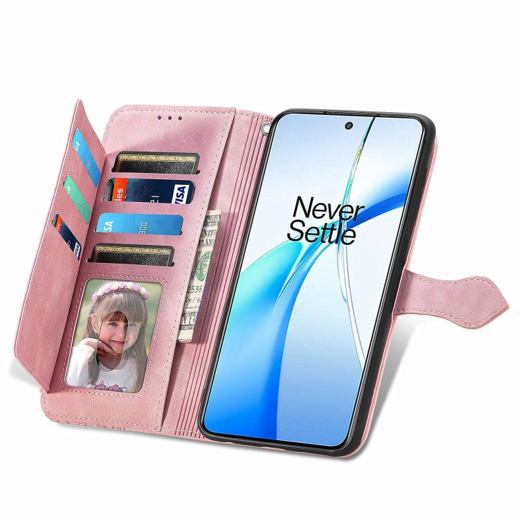 For OnePlus Nord CE 4 Embossed Flower Zipper Leather Phone Case