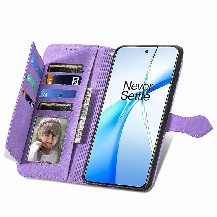For OnePlus Nord CE 4 Embossed Flower Zipper Leather Phone Case