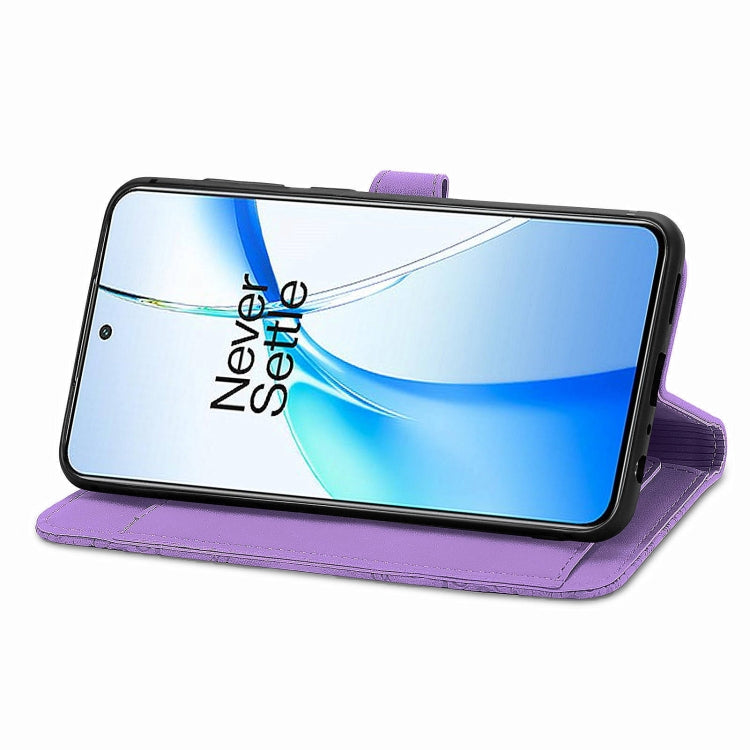 For OnePlus Nord CE 4 Embossed Flower Zipper Leather Phone Case