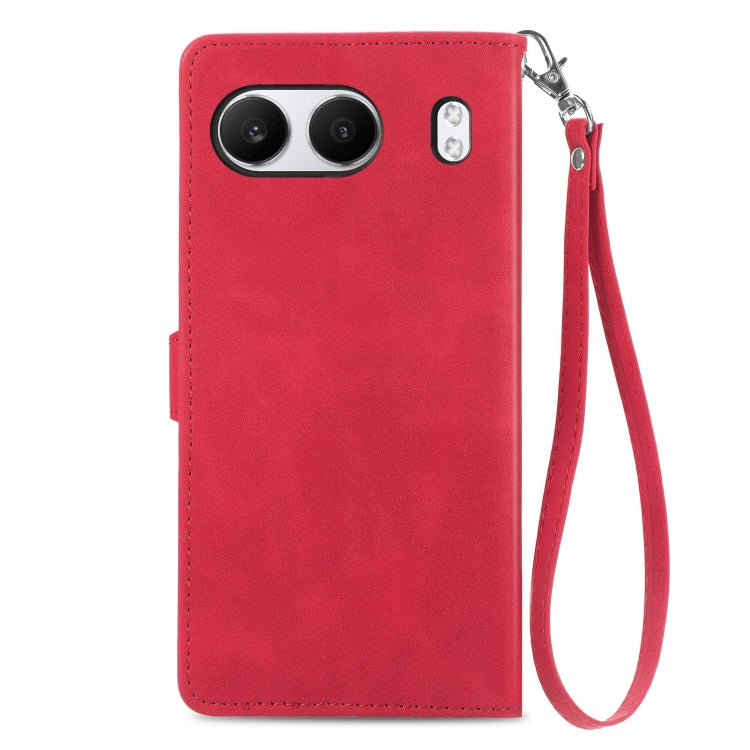 For OnePlus Nord 4 Embossed Flower Zipper Leather Phone Case