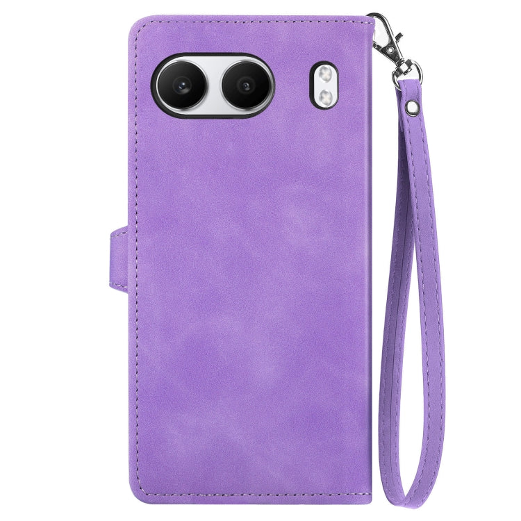 For OnePlus Nord 4 Embossed Flower Zipper Leather Phone Case