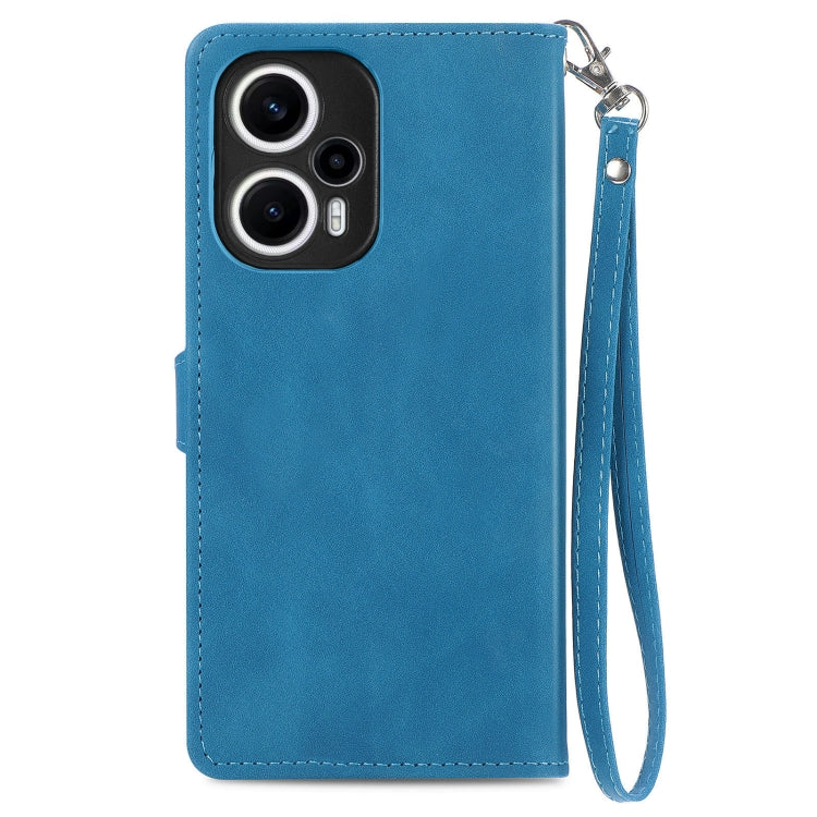 For Xiaomi POCO F5 Embossed Flower Zipper Leather Phone Case