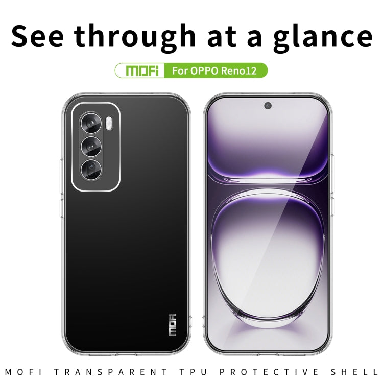 For OPPO Reno12 Global MOFI Ming Series Transparent Ultra-thin TPU Phone Case - Transparent