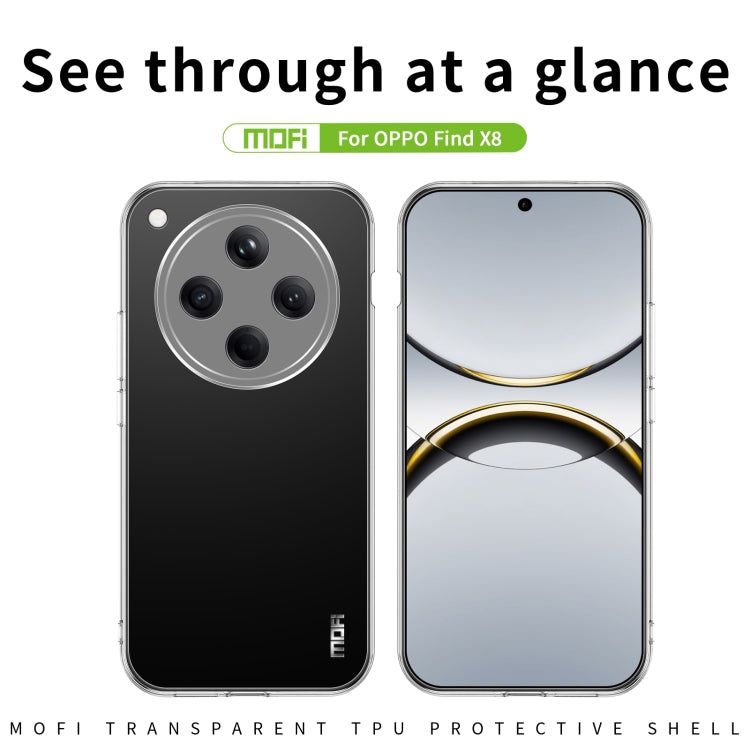 For OPPO Find X8 MOFI Ming Series Transparent Ultra-thin TPU Phone Case - Transparent