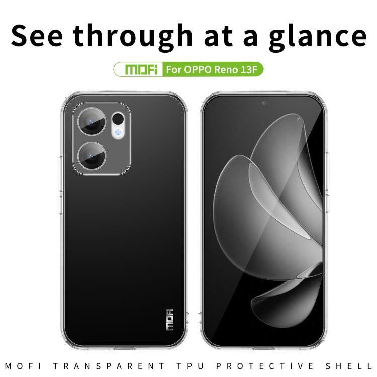 For OPPO Reno13 F 5G MOFI Ming Series Transparent Ultra-thin TPU Phone Case - Transparent