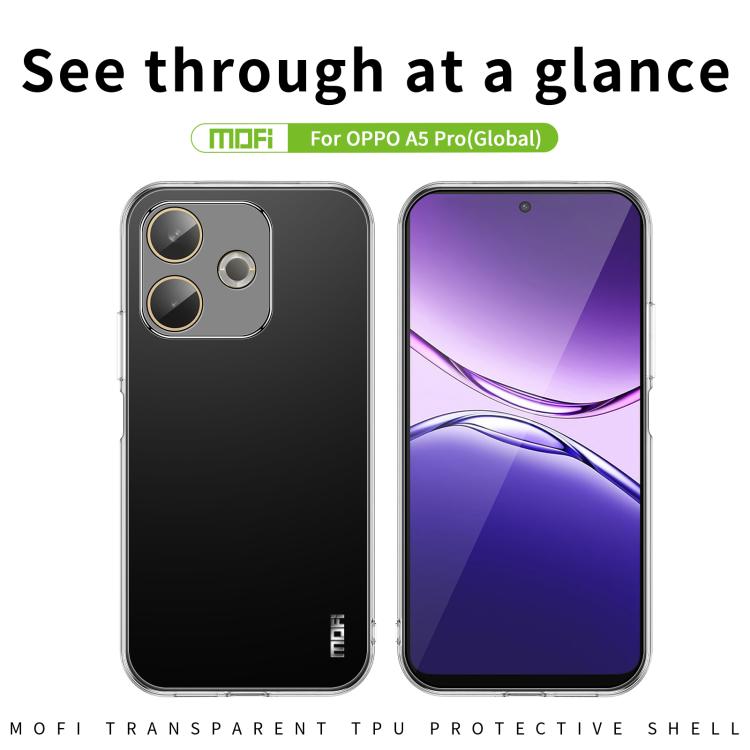 For OPPO A5 Pro 4G / 5G Global MOFI Ming Series Transparent Ultra-thin TPU Phone Case - Transparent