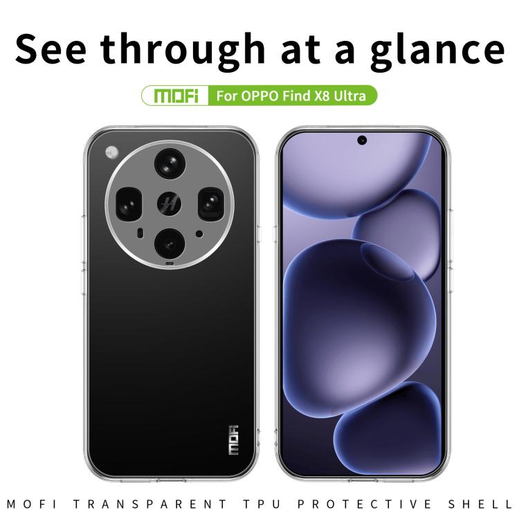 For OPPO Find X8 Ultra MOFI Ming Series Transparent Ultra-thin TPU Phone Case - Transparent