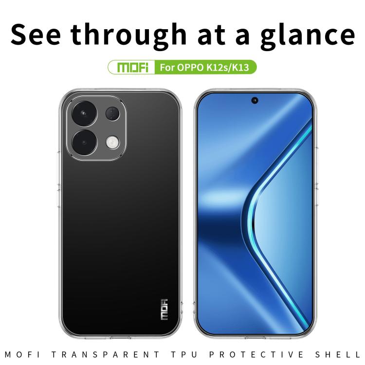 For OPPO K12s / K13 India MOFI Ming Series Transparent Ultra-thin TPU Phone Case - Transparent