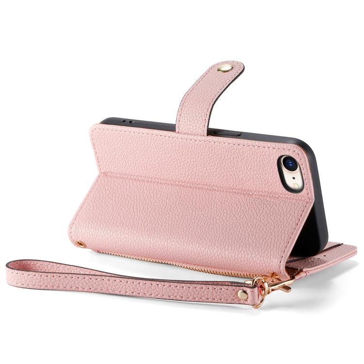 For iPhone 17e / 16e Love Zipper Lanyard Leather Phone Case
