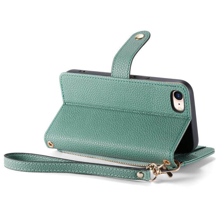 For iPhone 17e / 16e Love Zipper Lanyard Leather Phone Case