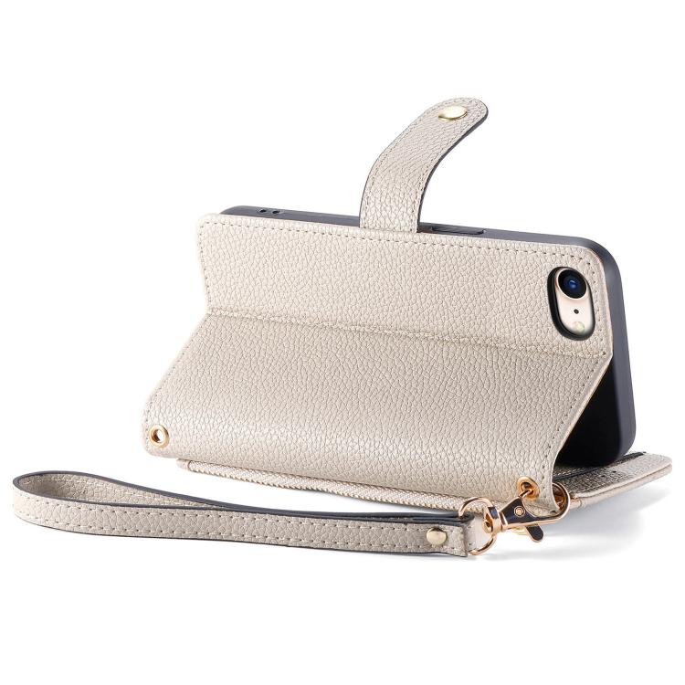 For iPhone 17e / 16e Love Zipper Lanyard Leather Phone Case