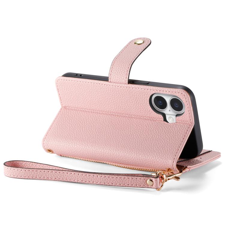 For iPhone 17 Love Zipper Lanyard Leather Phone Case