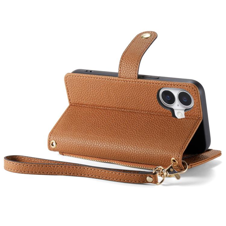For iPhone 17 Love Zipper Lanyard Leather Phone Case