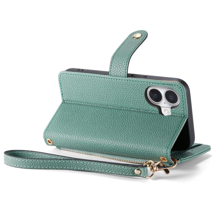 For iPhone 17 Love Zipper Lanyard Leather Phone Case
