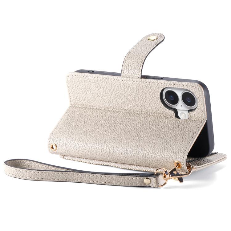 For iPhone 17 Love Zipper Lanyard Leather Phone Case