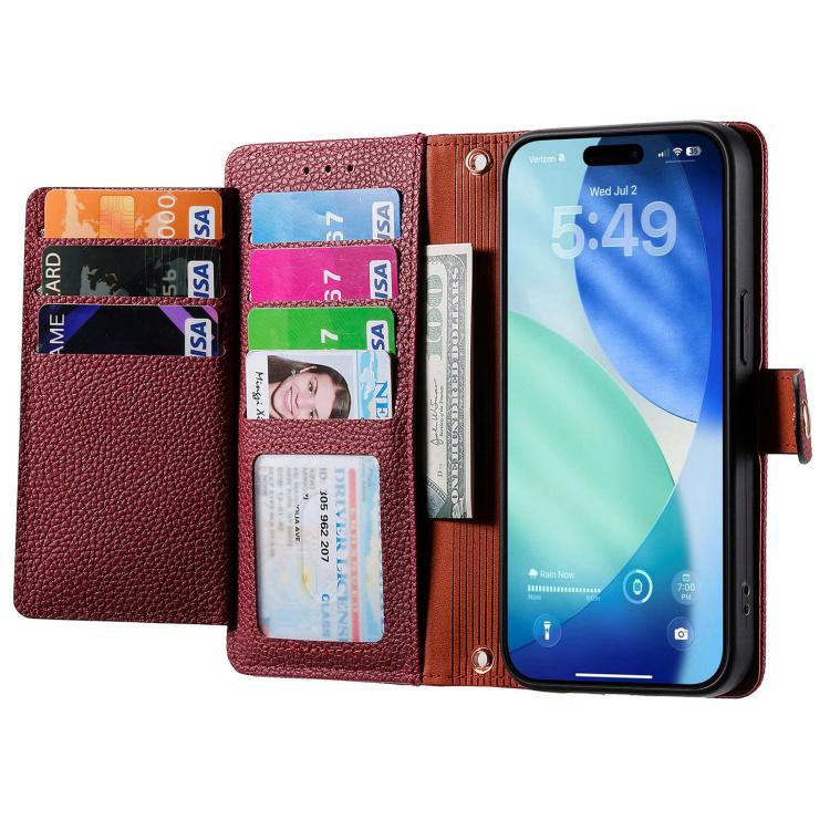 For iPhone Air Love Zipper Lanyard Leather Phone Case