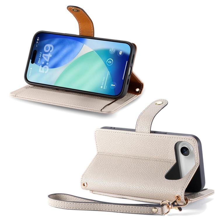 For iPhone Air Love Zipper Lanyard Leather Phone Case