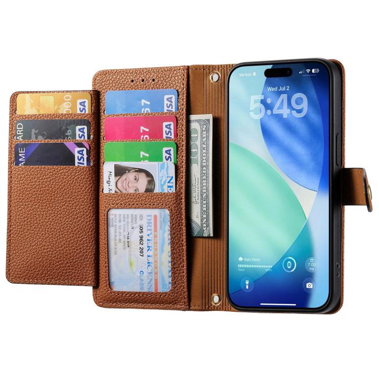For iPhone 17 Pro Love Zipper Lanyard Leather Phone Case