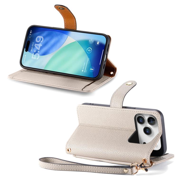 For iPhone 17 Pro Max Love Zipper Lanyard Leather Phone Case