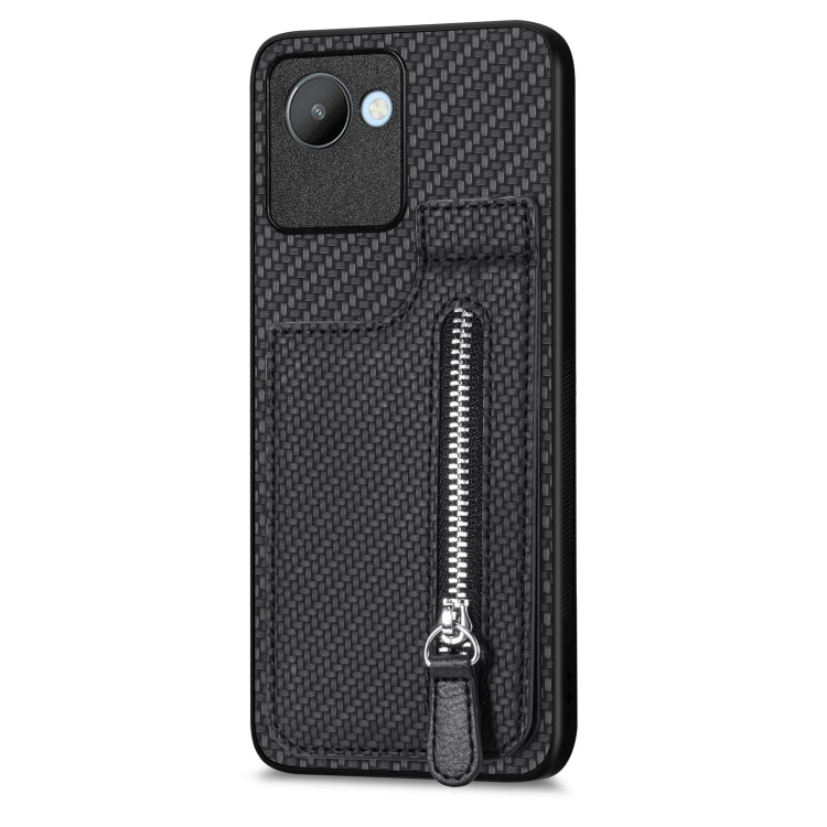 For Realme C30 Carbon Fiber Vertical Flip Zipper Phone Case