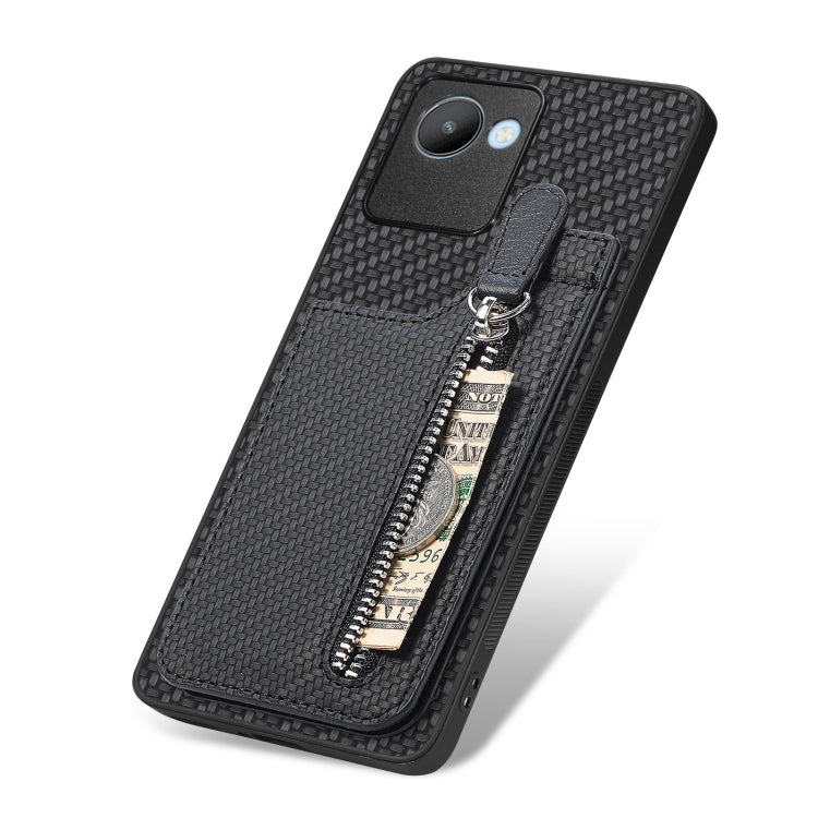 For Realme C30 Carbon Fiber Vertical Flip Zipper Phone Case