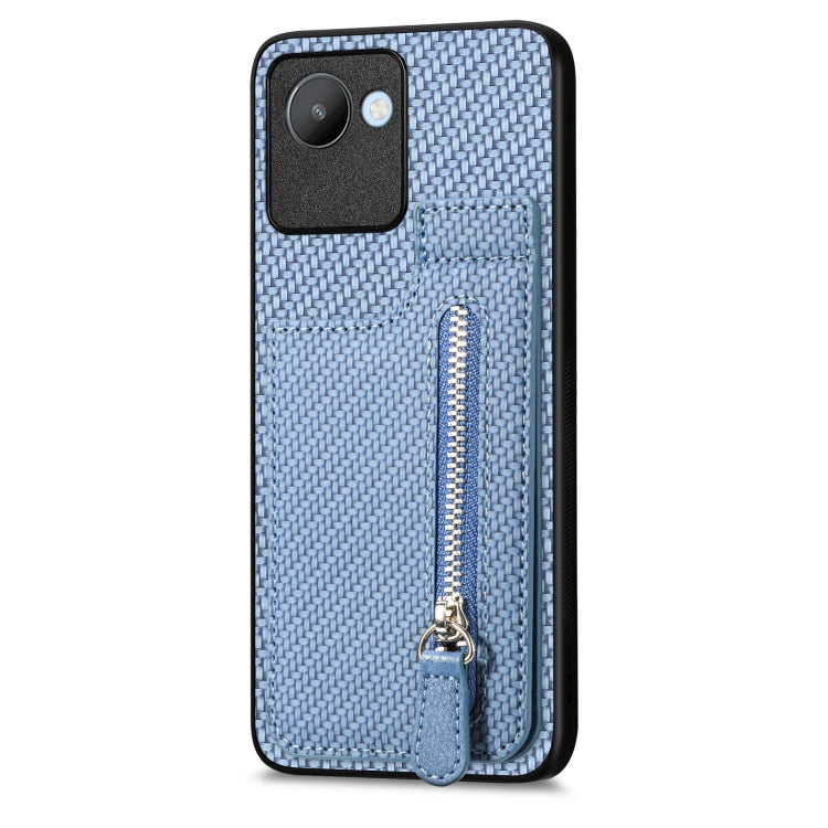 For Realme C30 Carbon Fiber Vertical Flip Zipper Phone Case