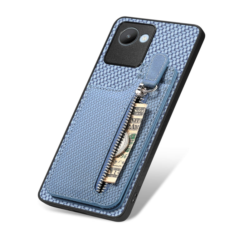 For Realme C30 Carbon Fiber Vertical Flip Zipper Phone Case