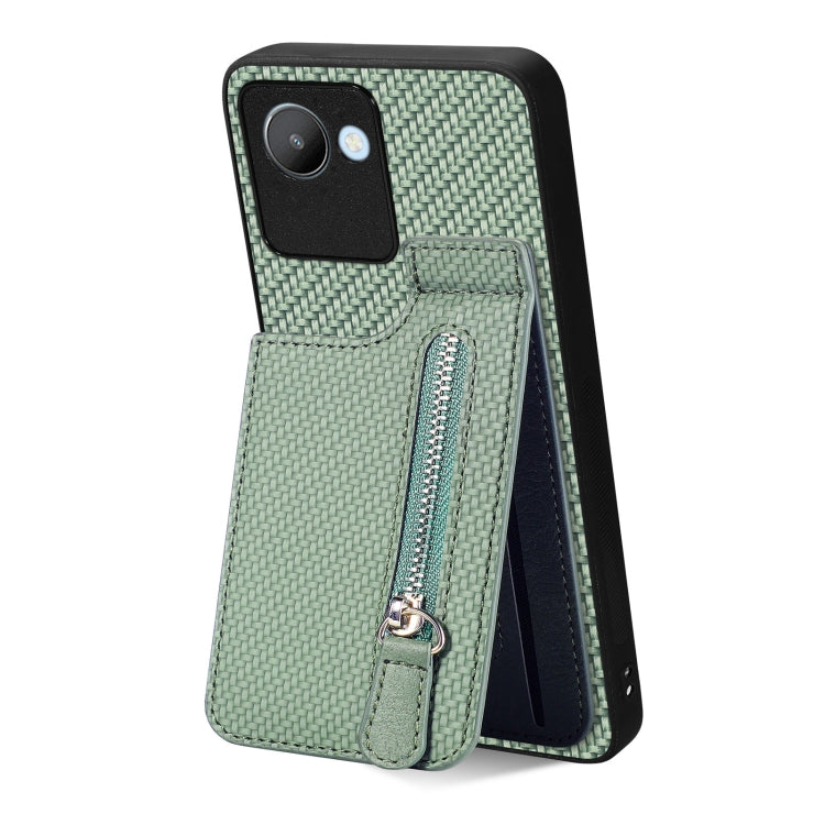 For Realme C30 Carbon Fiber Vertical Flip Zipper Phone Case