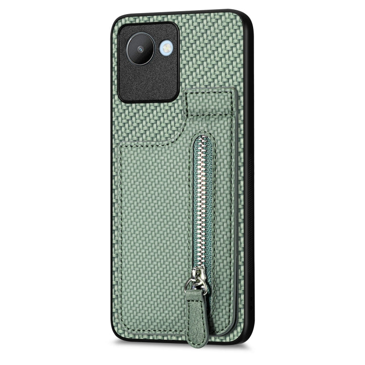 For Realme C30 Carbon Fiber Vertical Flip Zipper Phone Case